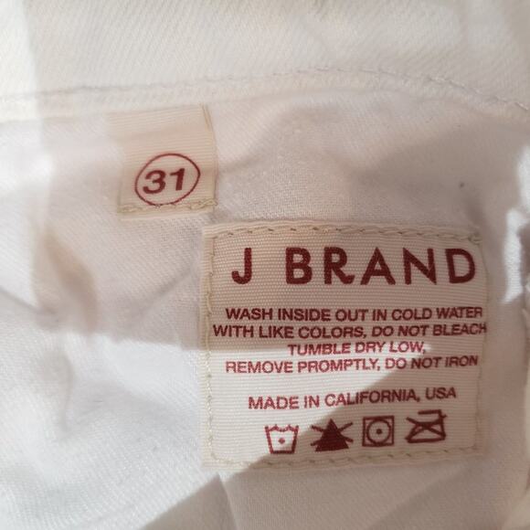 J Brand Skinny Crop Women 31 Mid Rise White Fray Hem Denim 3910c070 USA Made - Picture 6 of 8